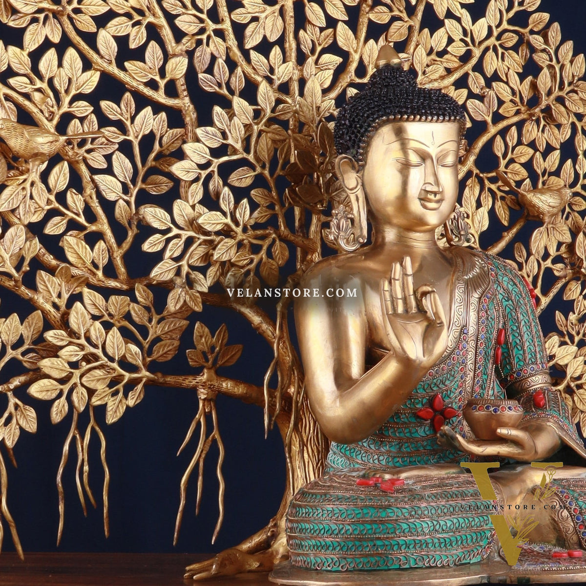 Brass Buddha Idol & Kalpavriksha Tree combo