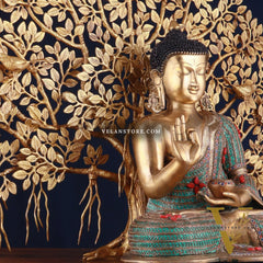 Brass Buddha Idol & Kalpavriksha Tree combo