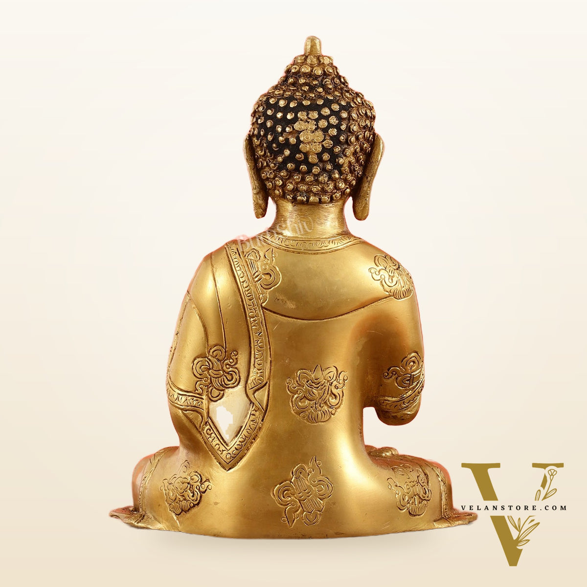 Brass Buddha Idol with Abhaya Mudra - 10 Inch
