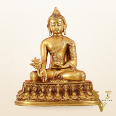 Brass Buddha Idol with Bhoomisparsha Mudra - 10 Inch