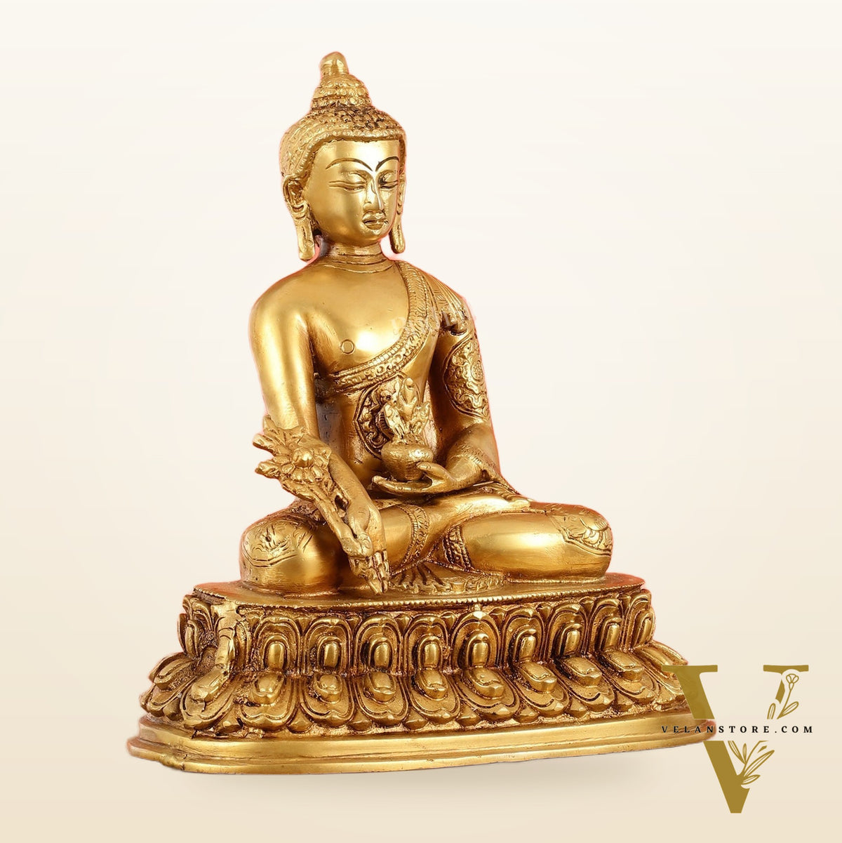 Brass Buddha Idol with Bhoomisparsha Mudra - 10 Inch
