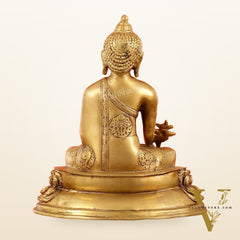 Brass Buddha Idol with Bhoomisparsha Mudra - 10 Inch