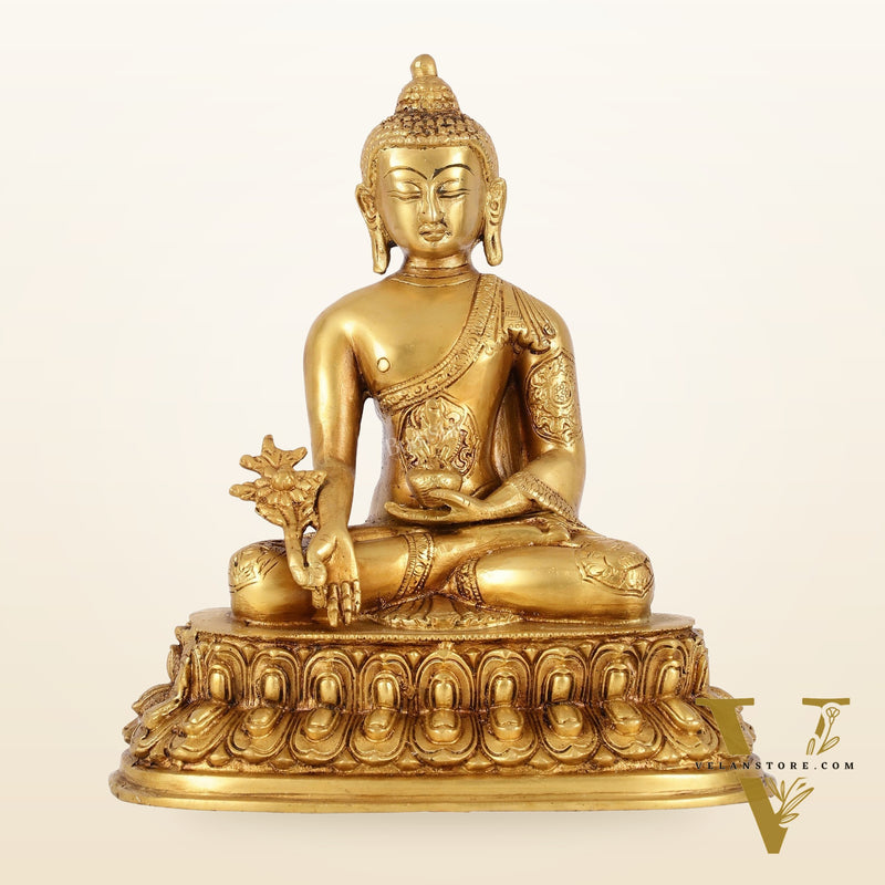 Brass Buddha Idol with Bhoomisparsha Mudra - 10 Inch