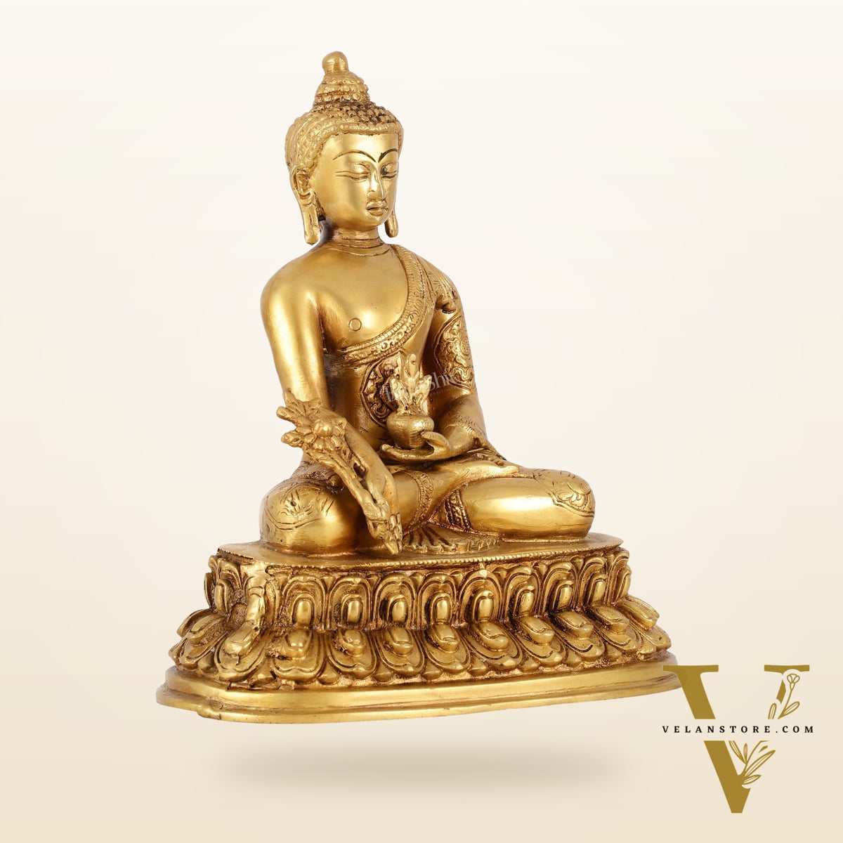 Brass Buddha Idol with Bhoomisparsha Mudra - 10 Inch