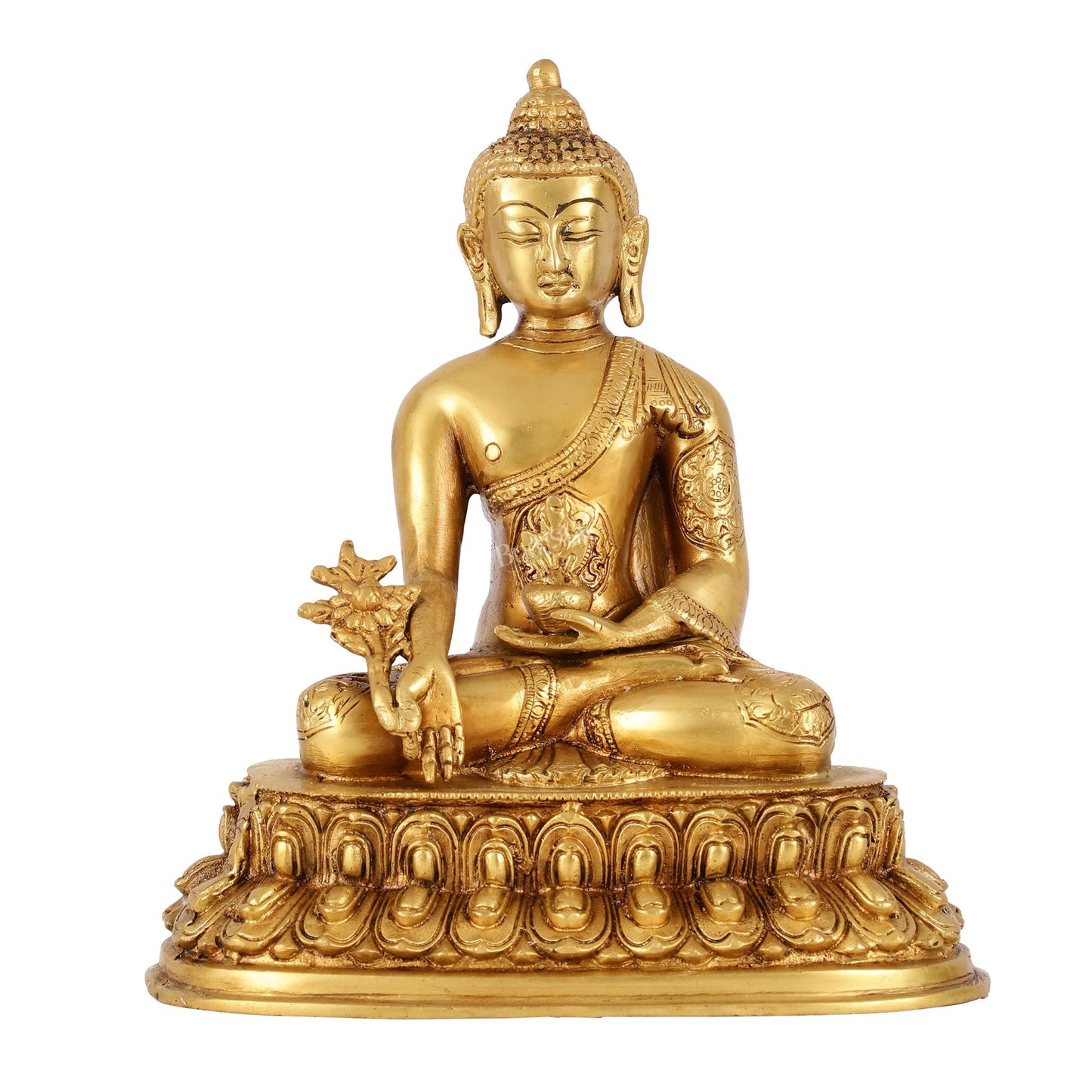 Brass Buddha Idol with Bhoomisparsha Mudra - 10 Inch