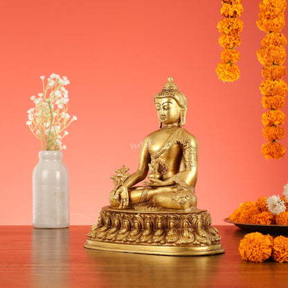 Brass Buddha Idol with Bhoomisparsha Mudra - 10 Inch