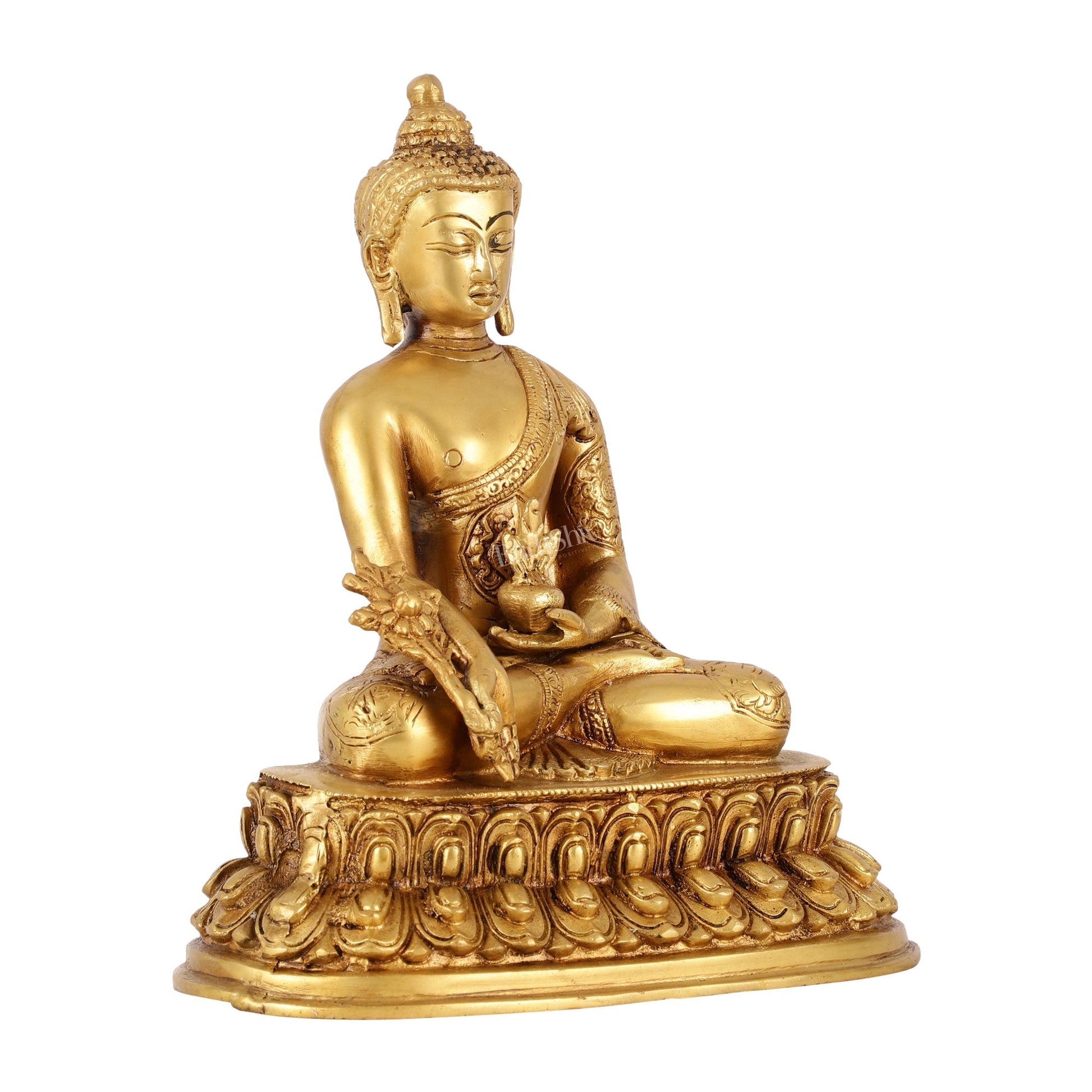 Brass Buddha Idol with Bhoomisparsha Mudra - 10 Inch