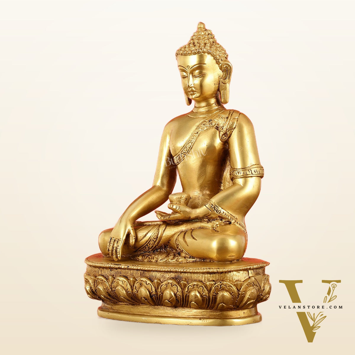 Brass Buddha Shakyamuni Idol - 9 Inch