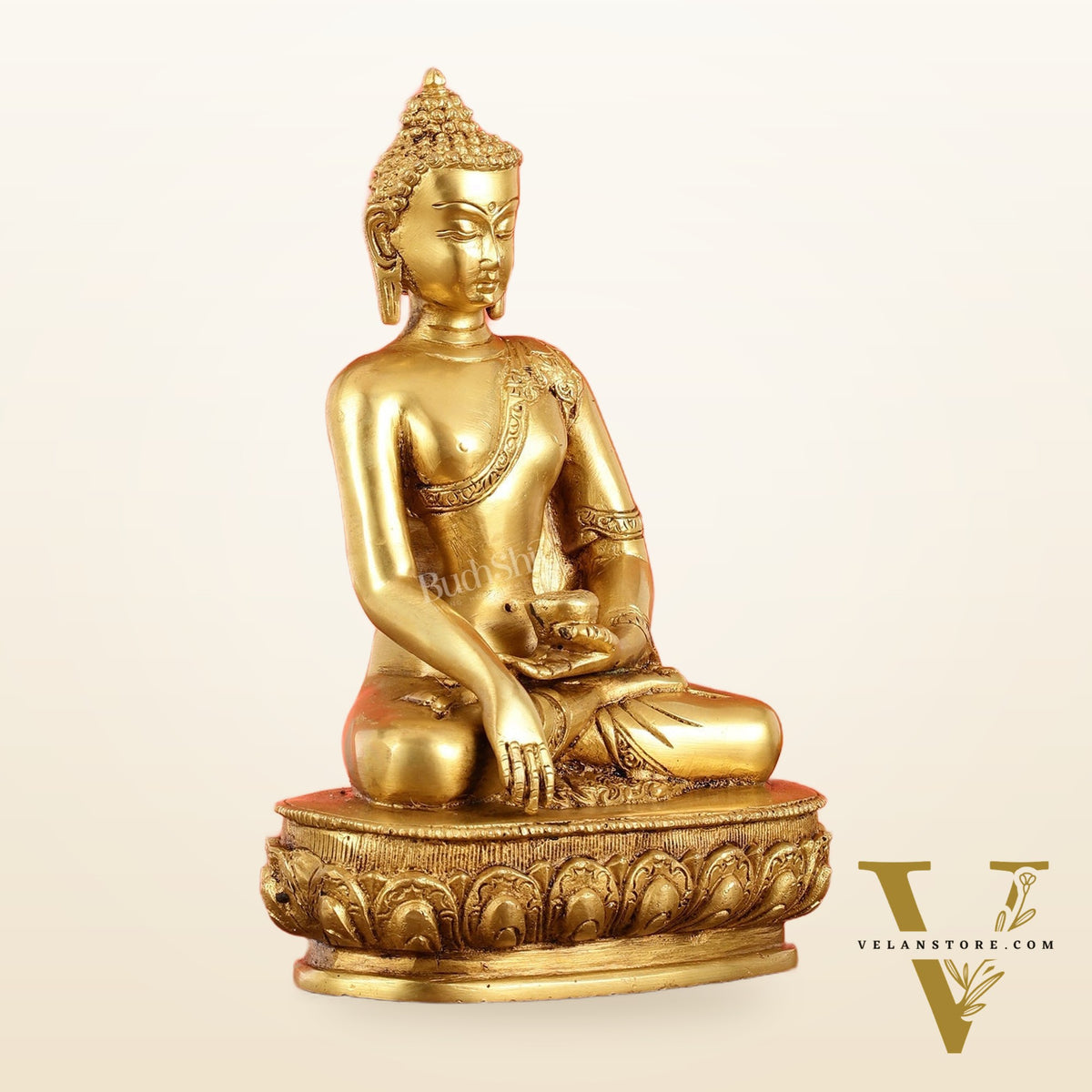 Brass Buddha Shakyamuni Idol - 9 Inch