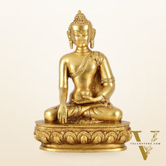 Brass Buddha Shakyamuni Idol - 9 Inch