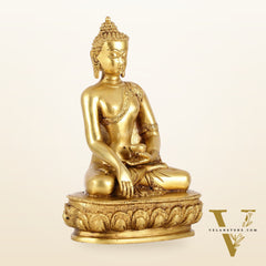 Brass Buddha Shakyamuni Idol - 9 Inch