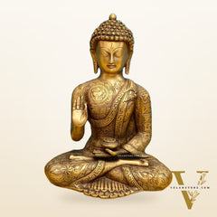 Brass Buddha Statue 12" antique tone