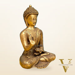 Brass Buddha Statue 12" antique tone