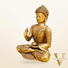 Brass Buddha Statue 12" antique tone