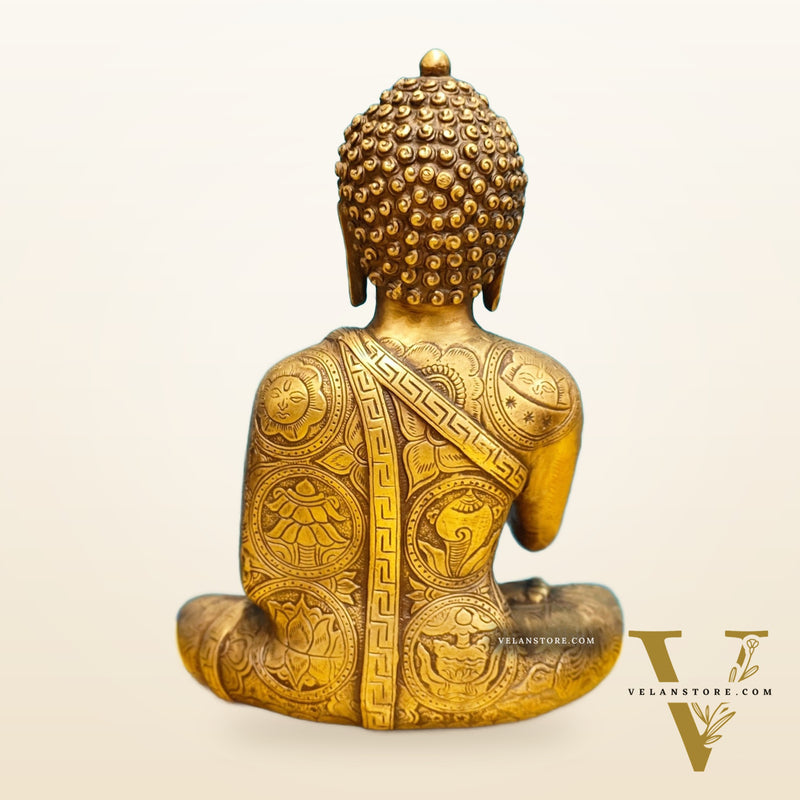Brass Buddha Statue 12" antique tone