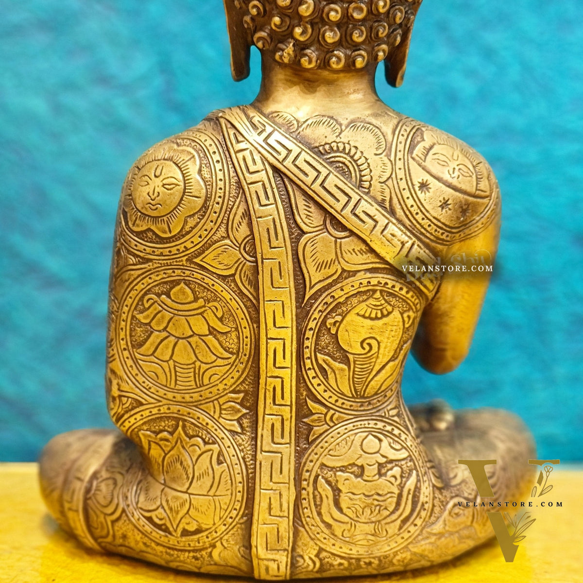 Brass Buddha Statue 12" antique tone