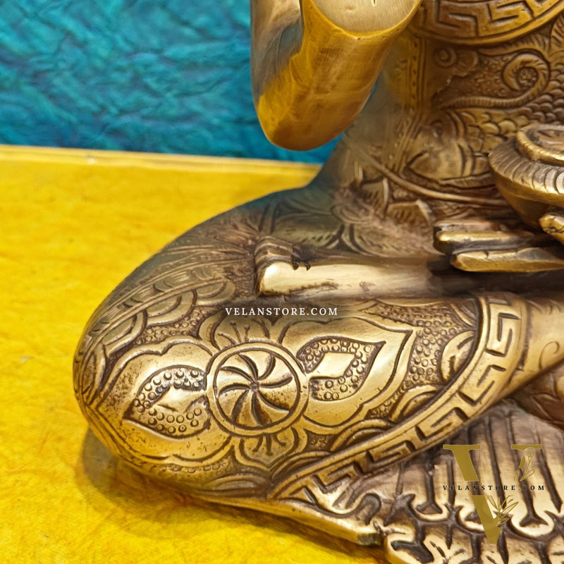 Brass Buddha Statue 12" antique tone
