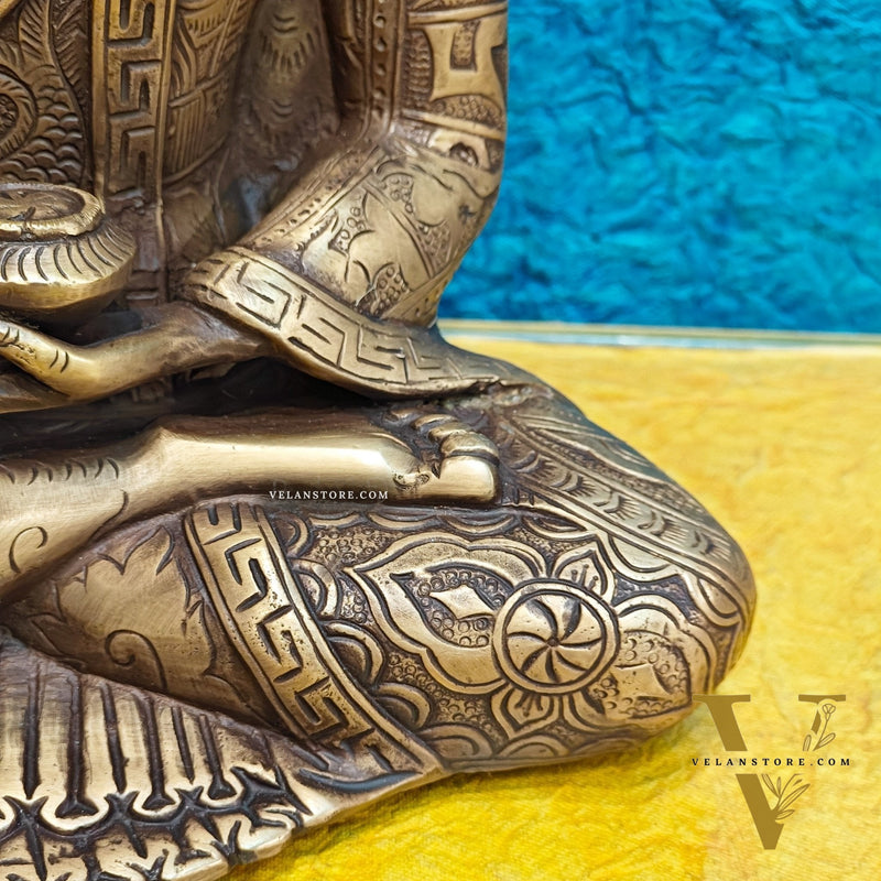 Brass Buddha Statue 12" antique tone