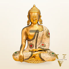 Brass Buddha Statue 12"