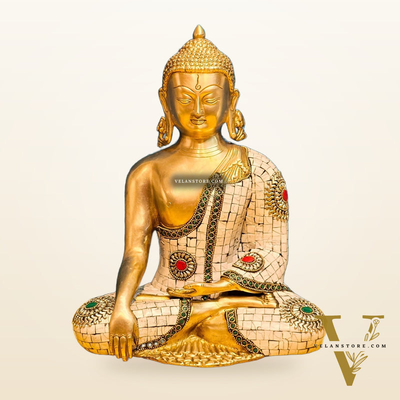 Brass Buddha Statue 12"