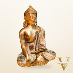 Brass Buddha Statue 12"