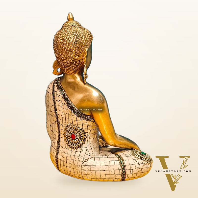 Brass Buddha Statue 12"