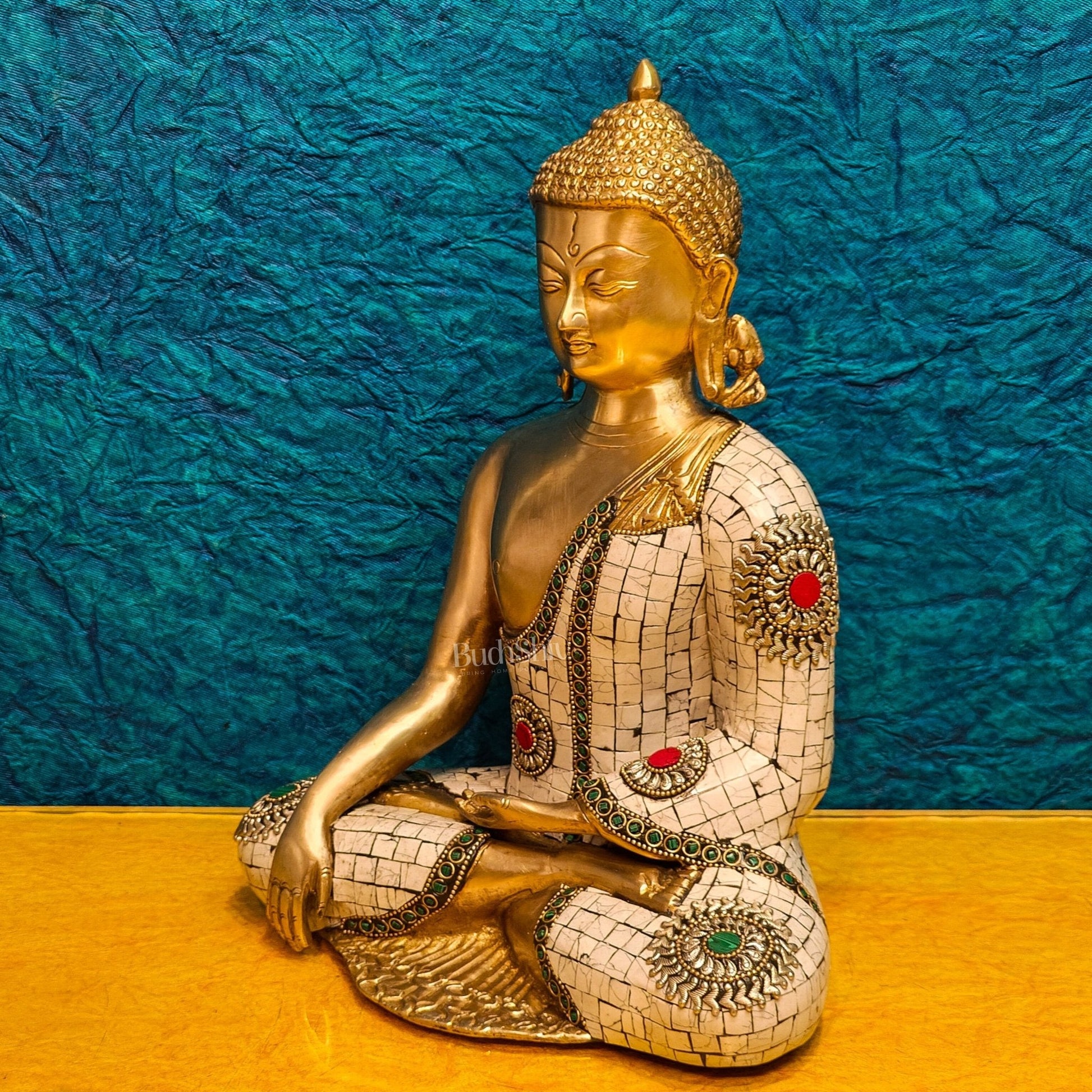 Brass Buddha Statue 12"