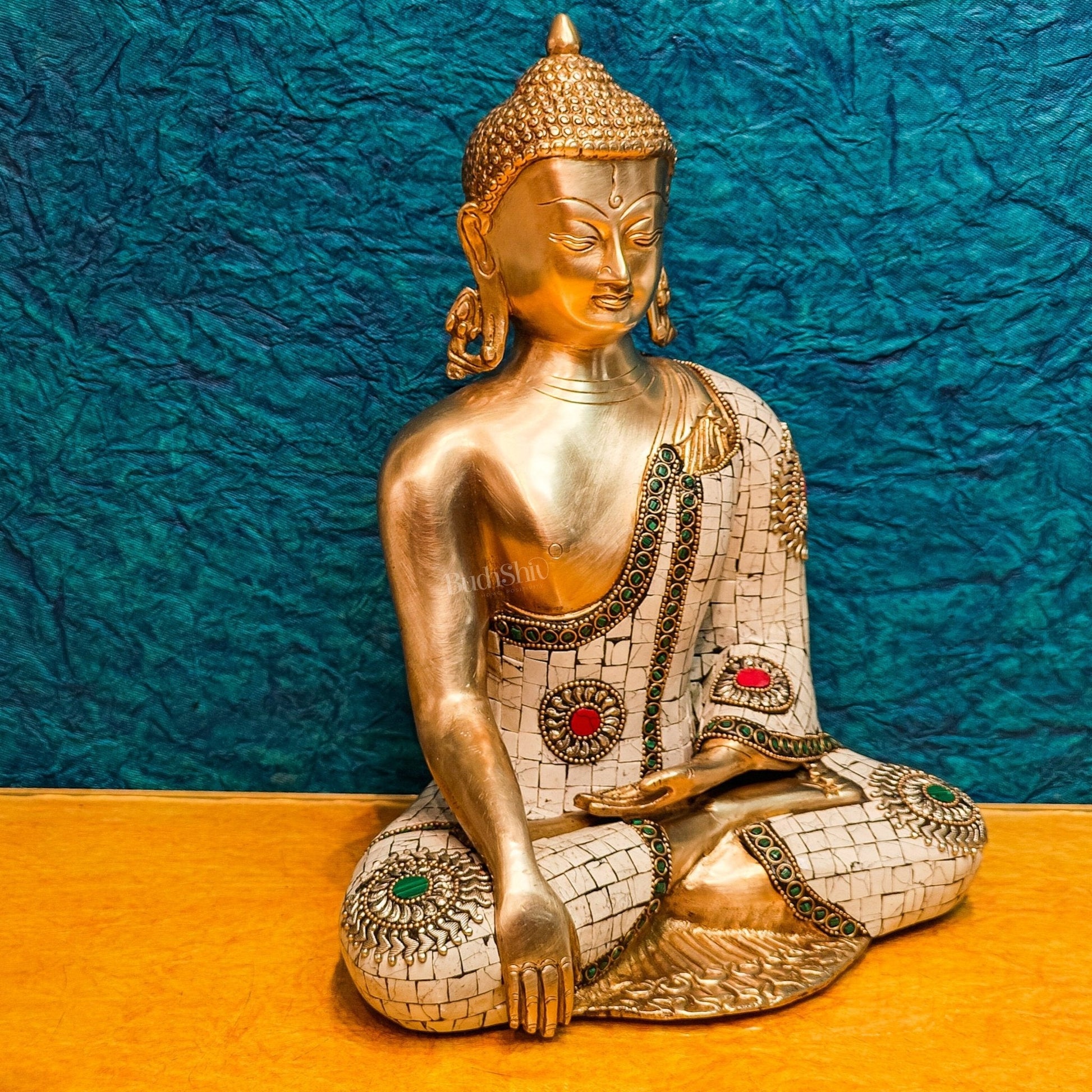 Brass Buddha Statue 12"