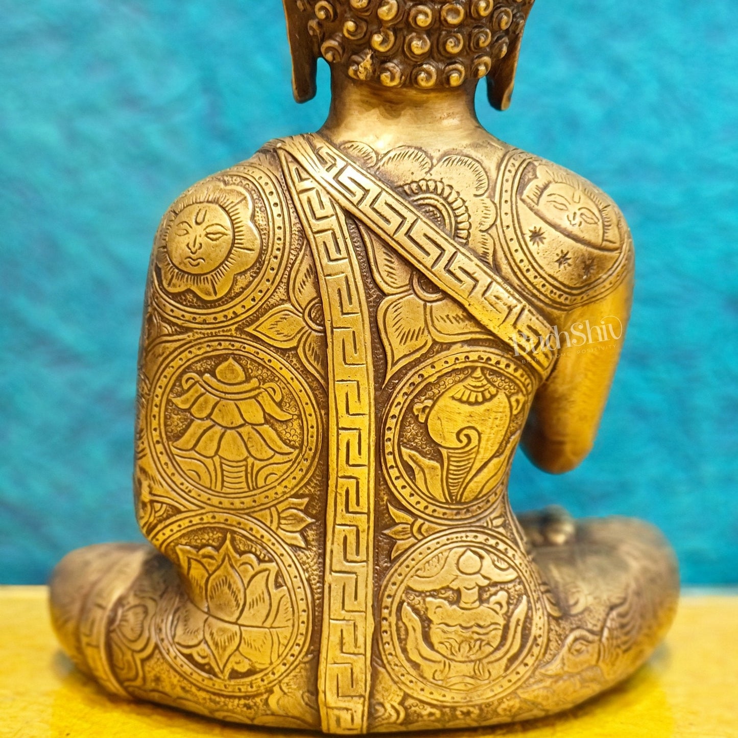 Brass Buddha Statue 12" antique tone