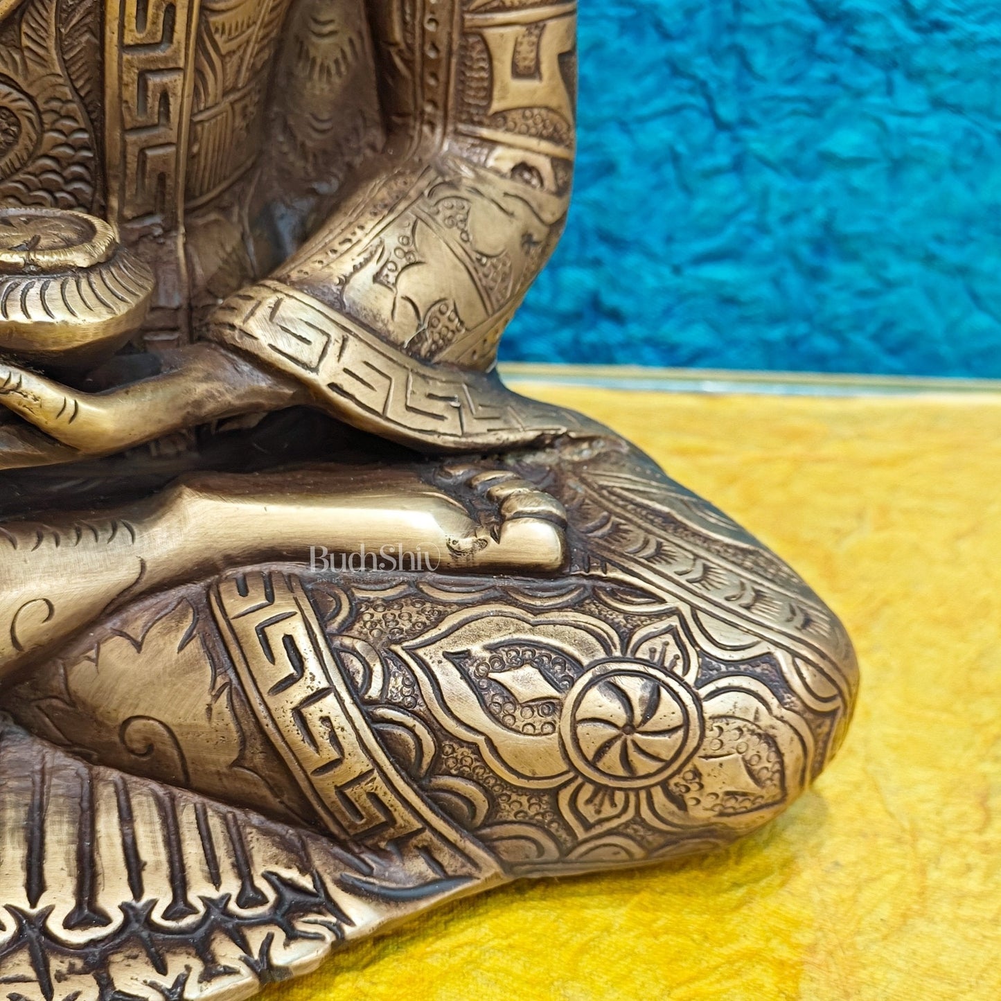 Brass Buddha Statue 12" antique tone