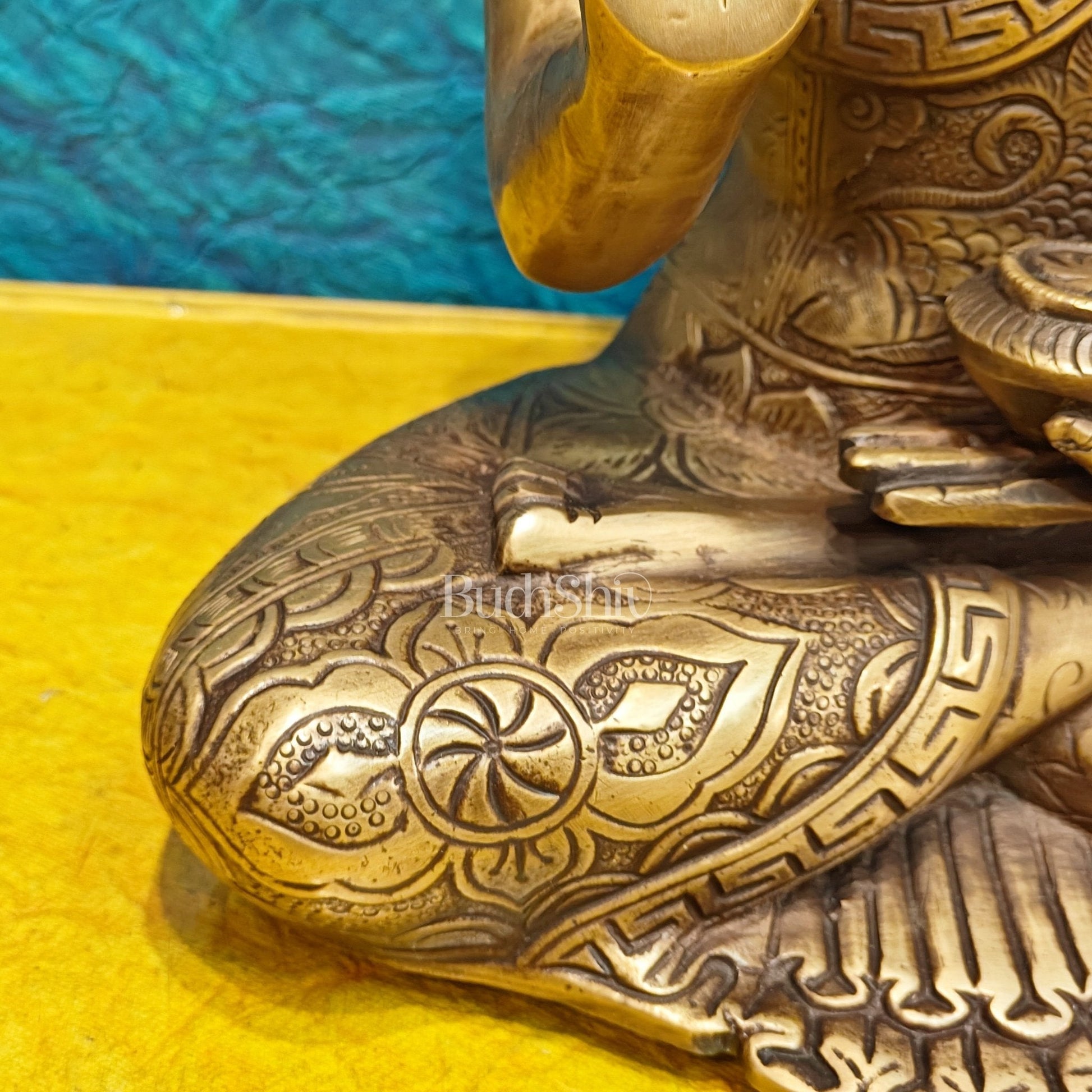 Brass Buddha Statue 12" antique tone