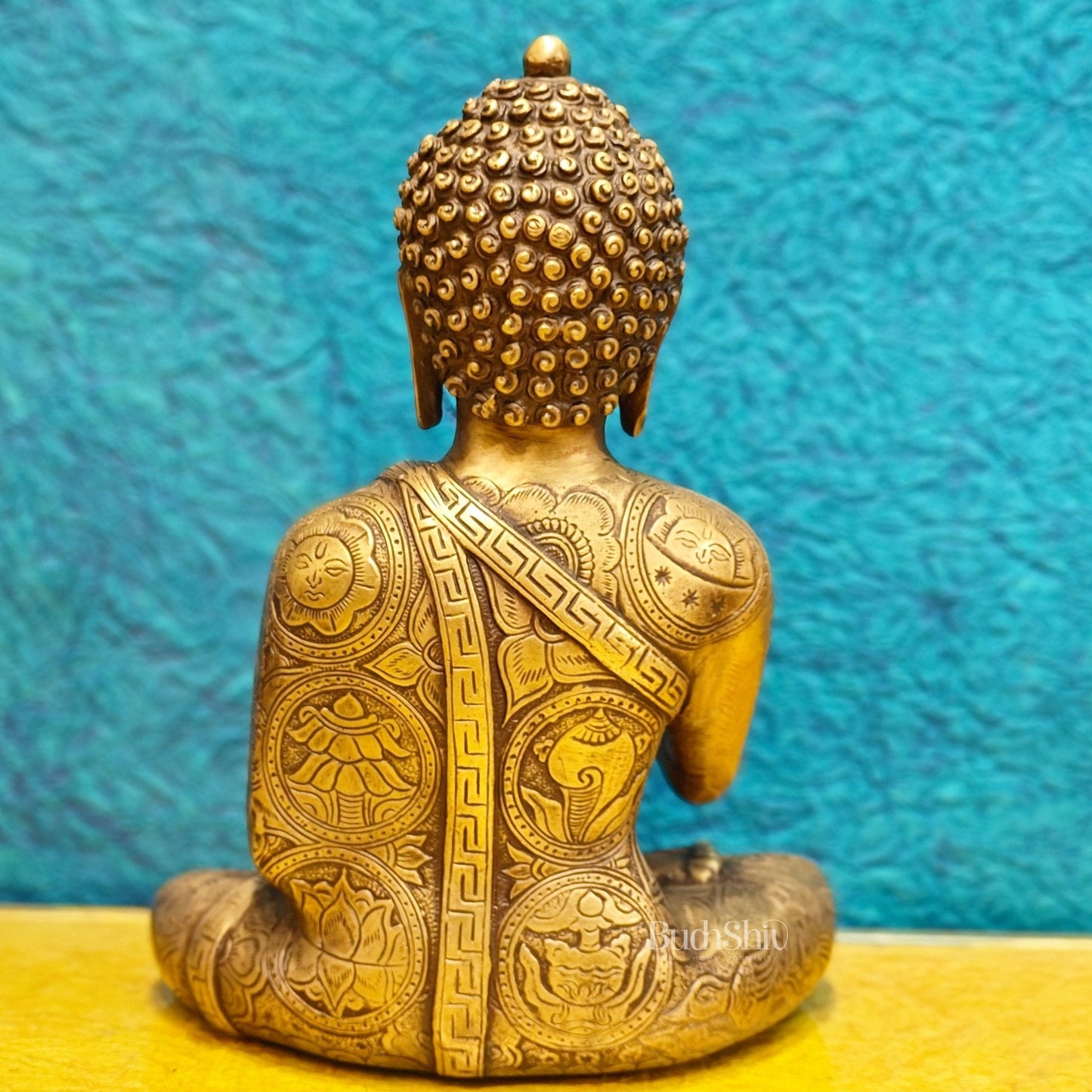 Brass Buddha Statue 12" antique tone