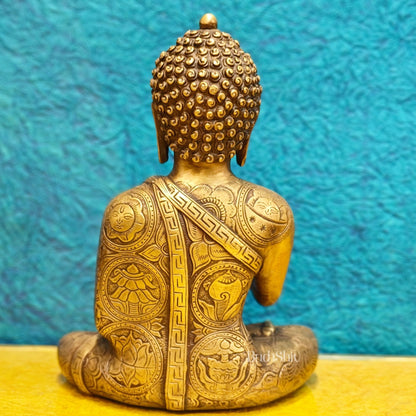 Brass Buddha Statue 12" antique tone