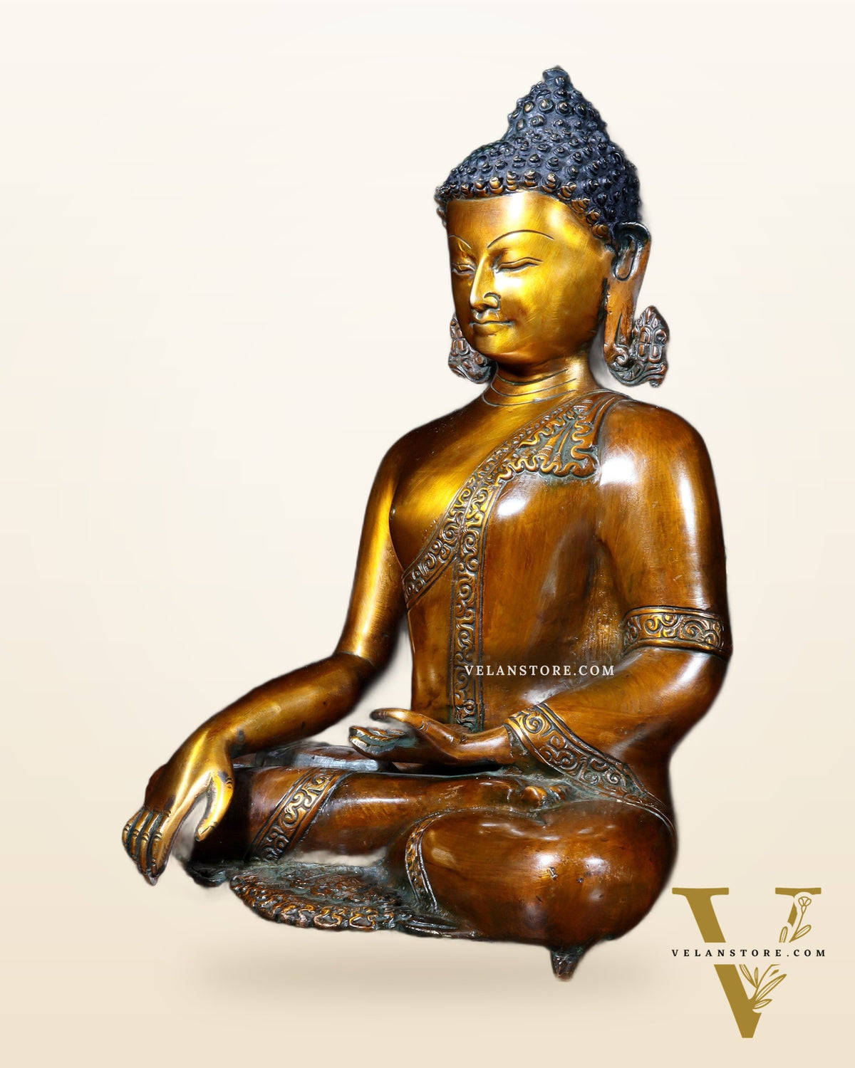 Brass Buddha Statue | 14 inch