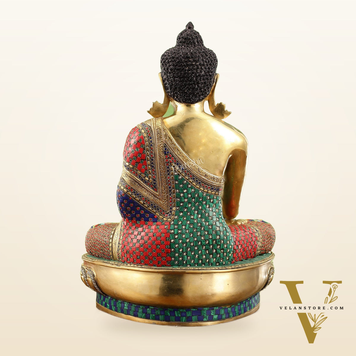 Brass Buddha Statue Bhoomisparsha Mudra | 23" Tall | Handcrafted