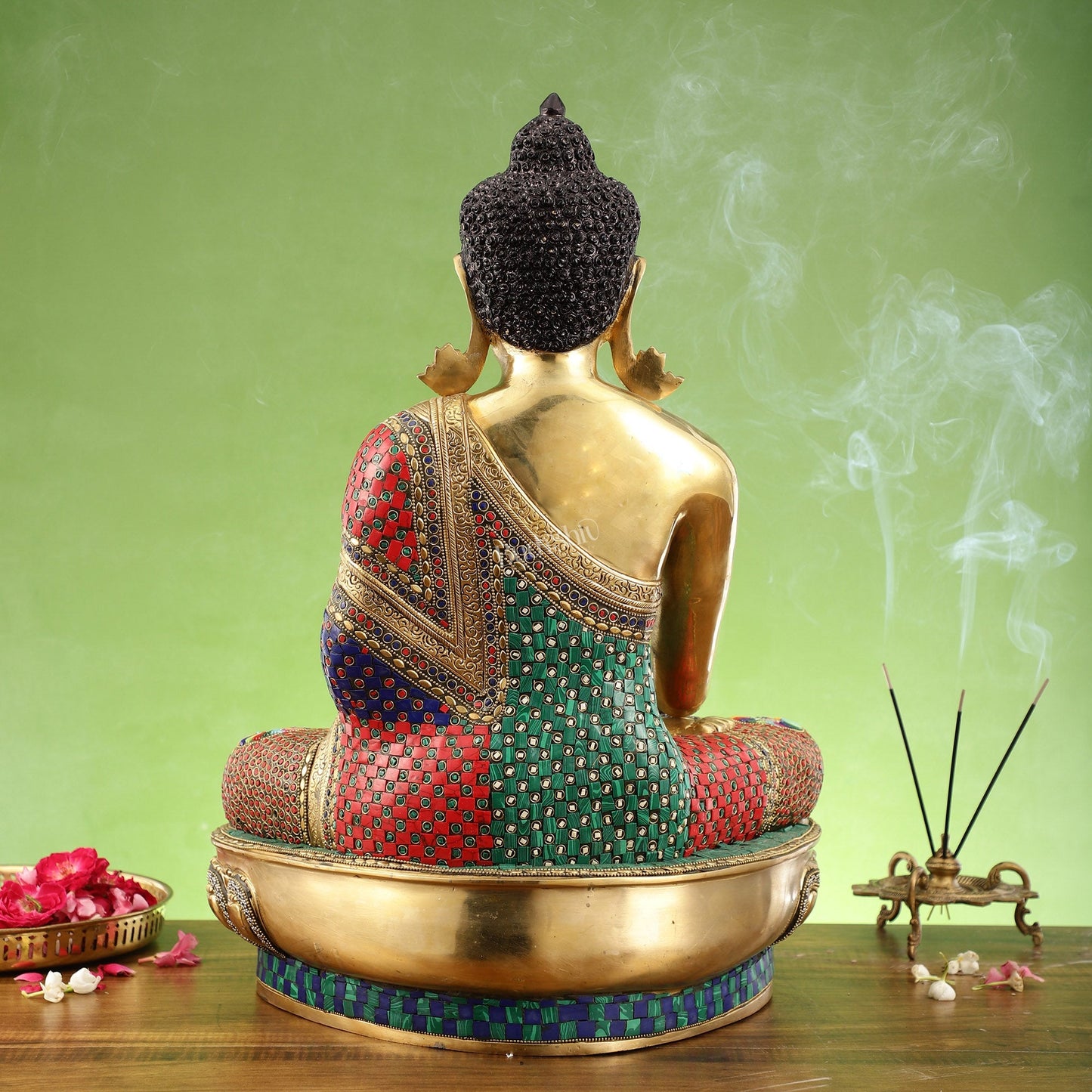 Brass Buddha Statue Bhoomisparsha Mudra | 23" Tall | Handcrafted