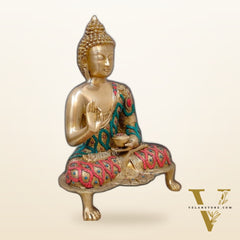 Brass Buddha Statue in Blessing Abhaya Mudra 18 inch
