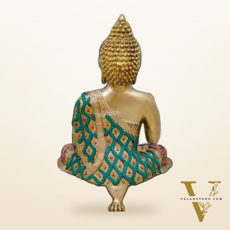 Brass Buddha Statue in Blessing Abhaya Mudra 18 inch