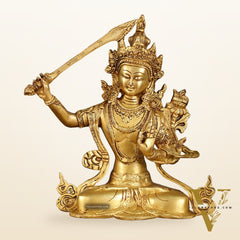 Brass Buddhist Deity Manjushri Statue | 10 Inch Height | 3 KG