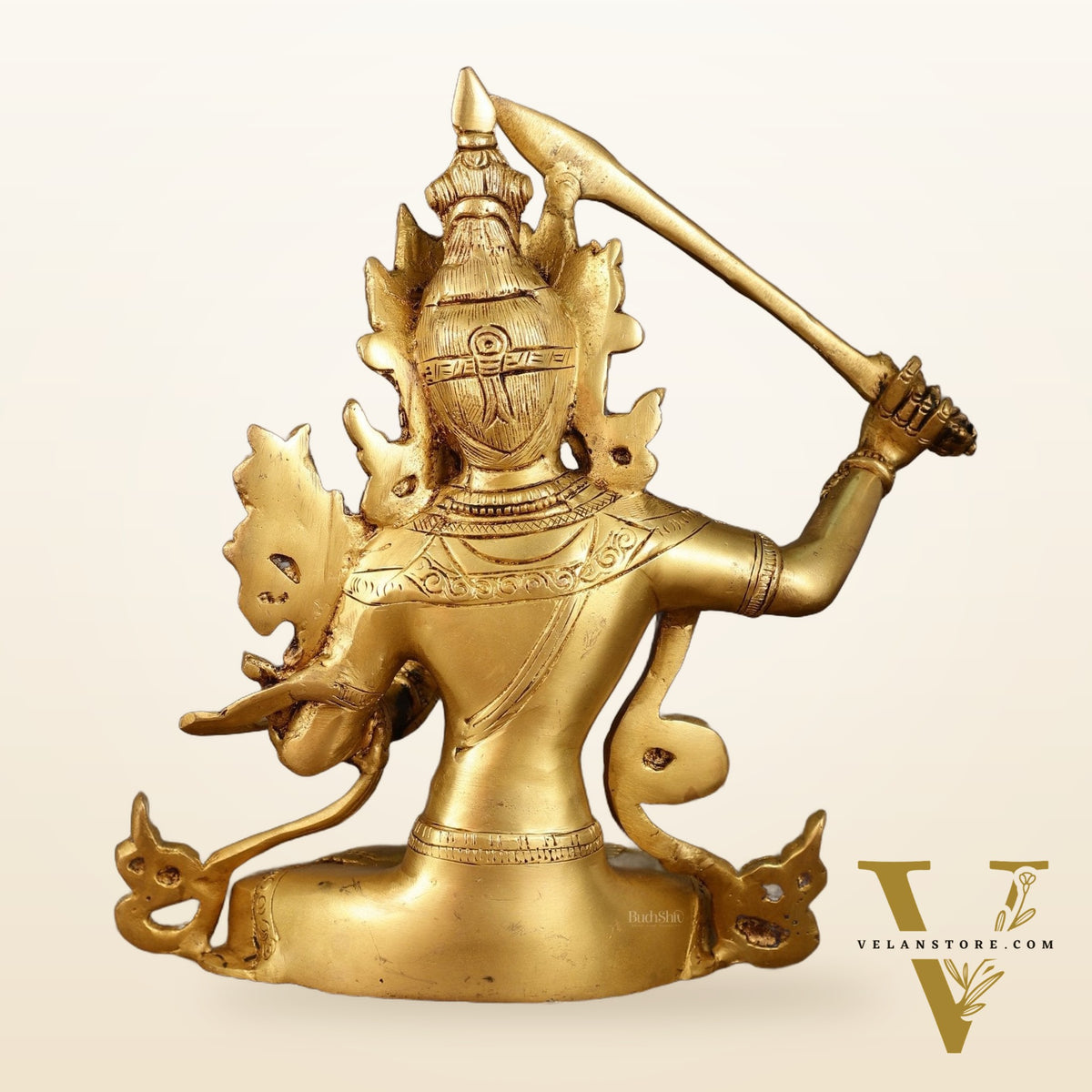 Brass Buddhist Deity Manjushri Statue | 10 Inch Height | 3 KG