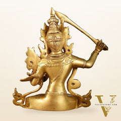 Brass Buddhist Deity Manjushri Statue | 10 Inch Height | 3 KG