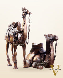 Brass Camel Statue Pair – Standing and Seated (Vastu Approved) 17"