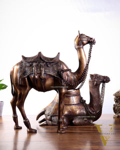 Brass Camel Statue Pair – Standing and Seated (Vastu Approved) 17"