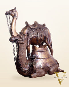 Brass Camel Statue Pair – Standing and Seated (Vastu Approved) 17"