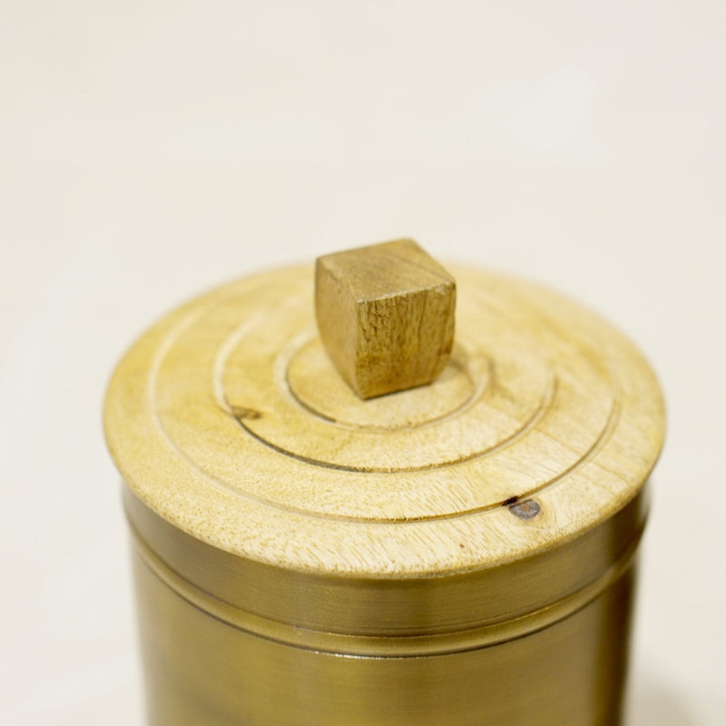 Brass Container/Dabba Set with wooden lid