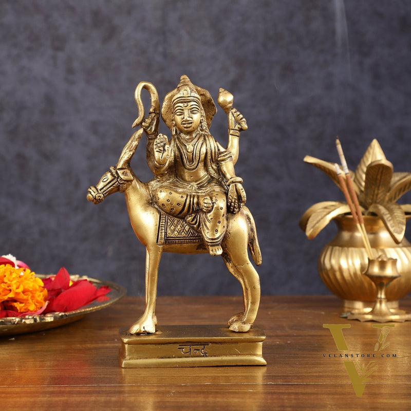 Brass Chandra Dev Graha Soma Dev Idol for Pooja & Vastu - 6.5 Inch Height