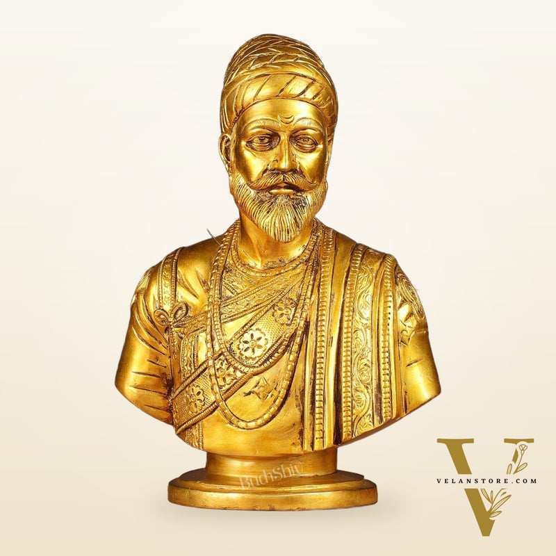 Brass Chatrapati Shivaji Maharaj Bust 8"