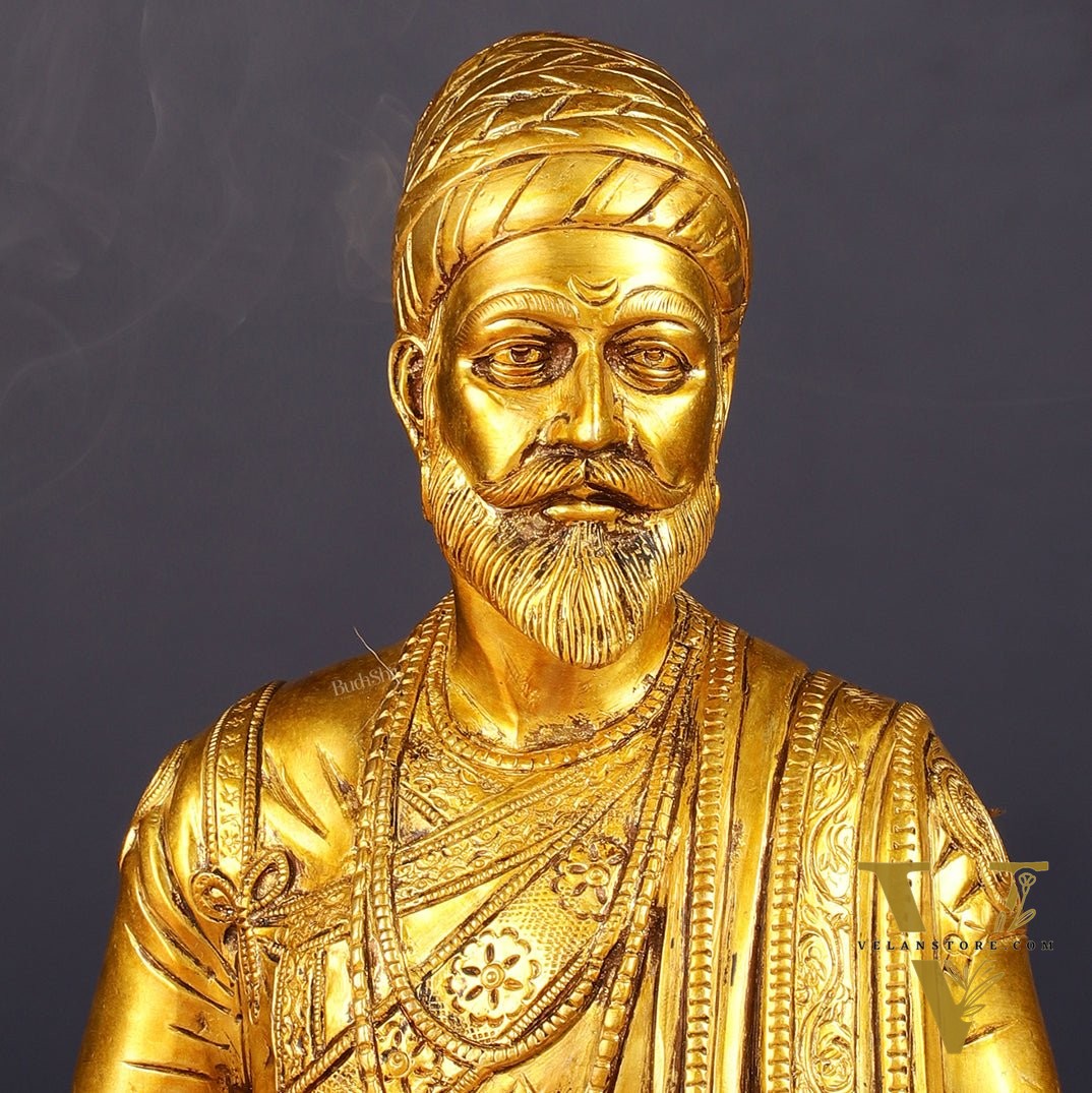 Brass Chatrapati Shivaji Maharaj Bust 8"