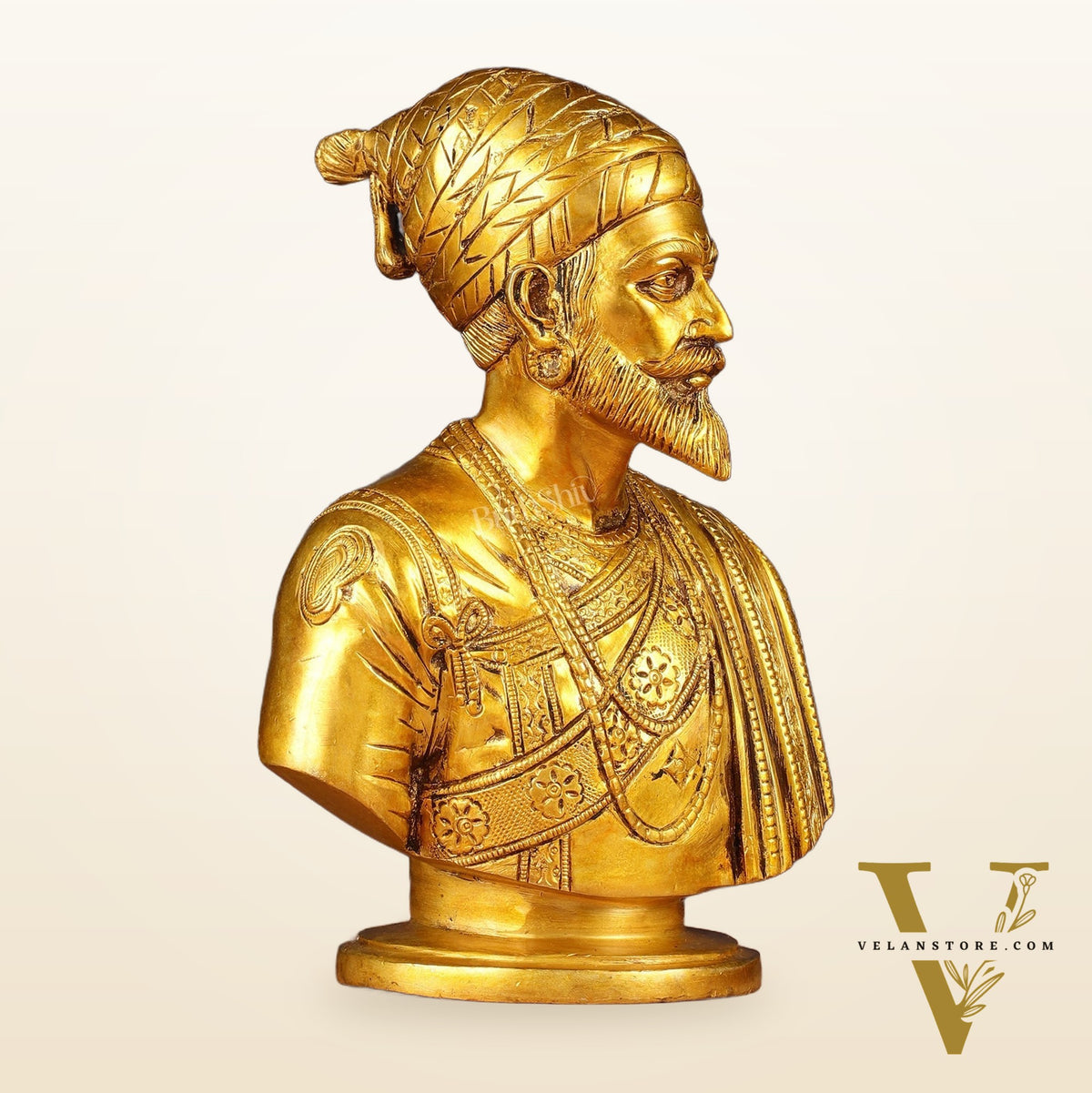 Brass Chatrapati Shivaji Maharaj Bust 8"