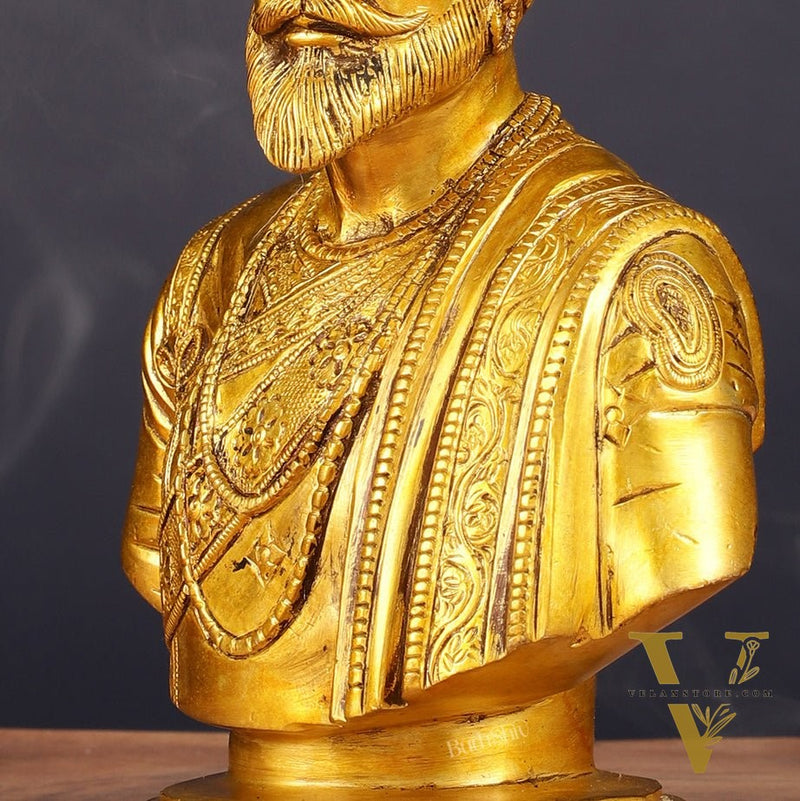 Brass Chatrapati Shivaji Maharaj Bust 8"